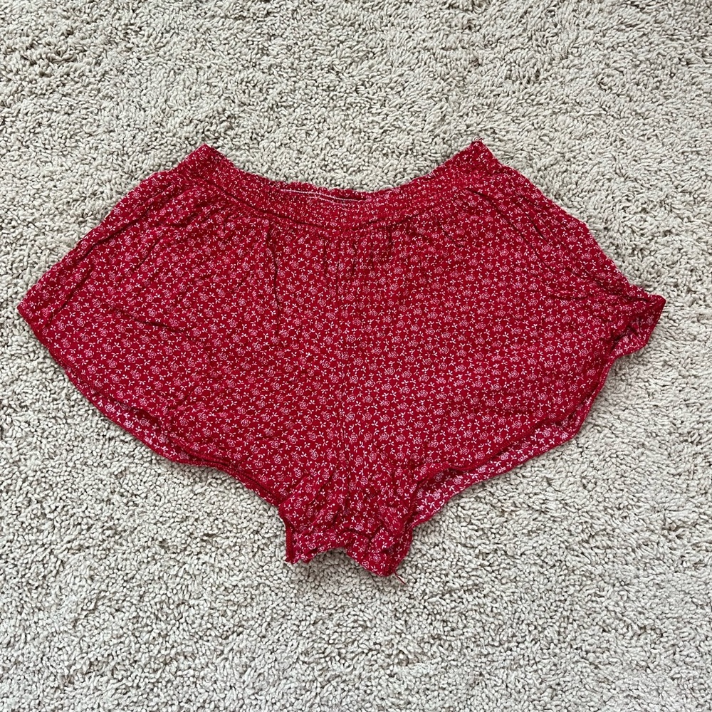 brandy melville red floral shorts